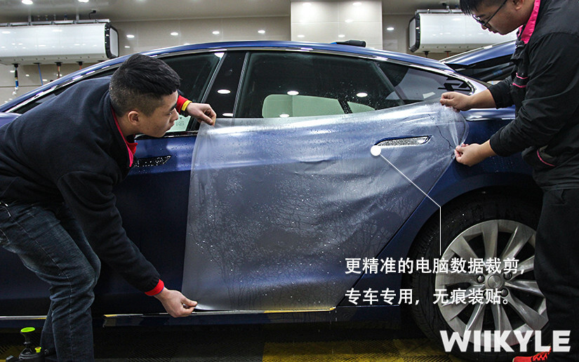 蓝色特斯拉MODEL S WIIKYLE隐形车衣贴膜案例（图六）