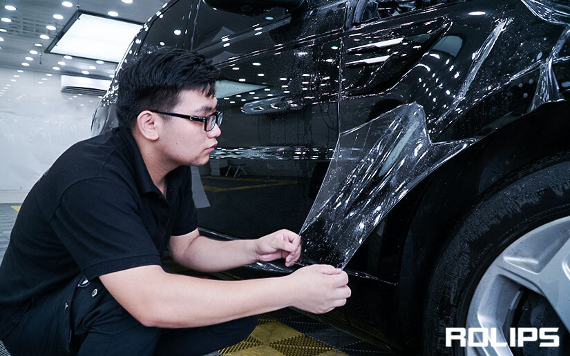 路虎车贴rolips隐形车衣的施工过程