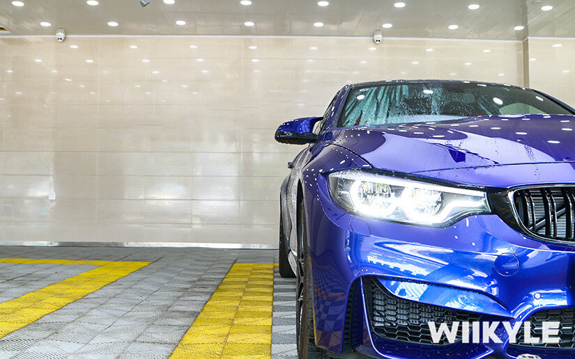 蓝色宝马M4选择WIIKYLE漆面保护膜施工案例展示图（8）